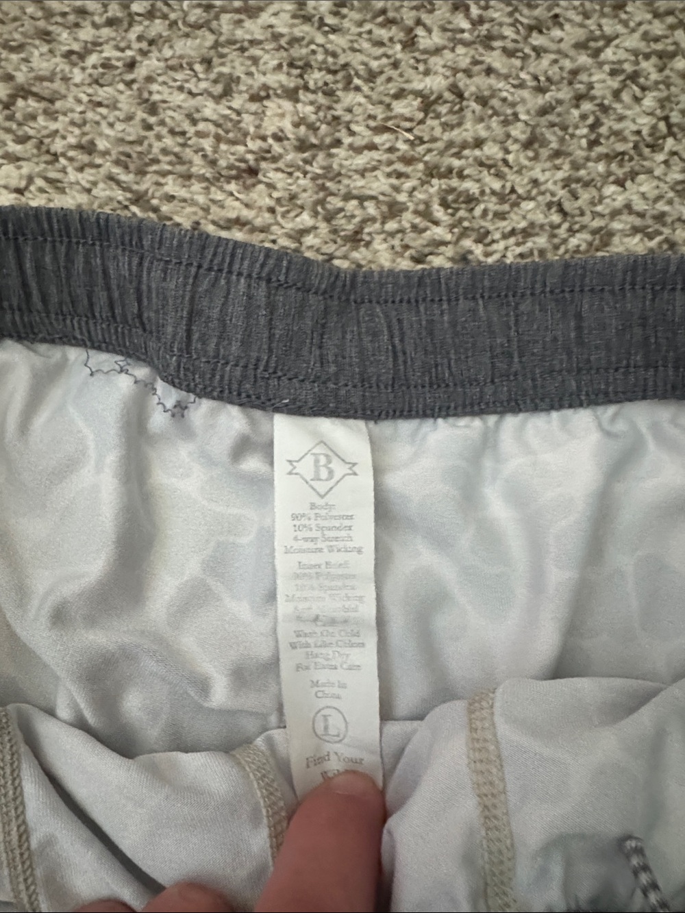 BURLEBO Men's Beige Shorts with Gray Waistband - Picture 2 of 3